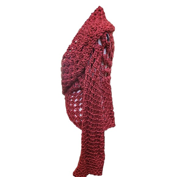 Red Crochet Shrug Bolero Granny Square Stitch - Picture 6 of 7